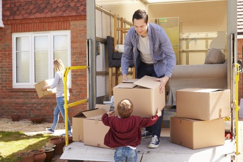Packed moving boxes ready for transport by Cowley removal companies
