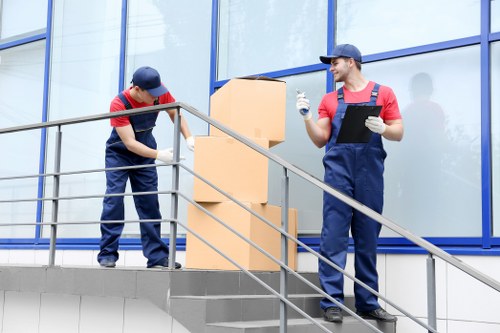 Commercial moving team preparing a business relocation in Cowley