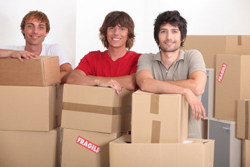 Boxes and household goods ready for collection during a local Cowley removal